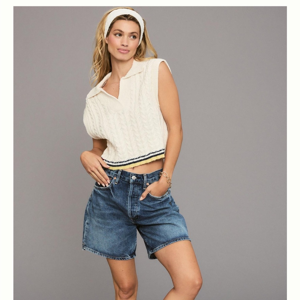 Maeve Collared Cable Knit Sweater Vest